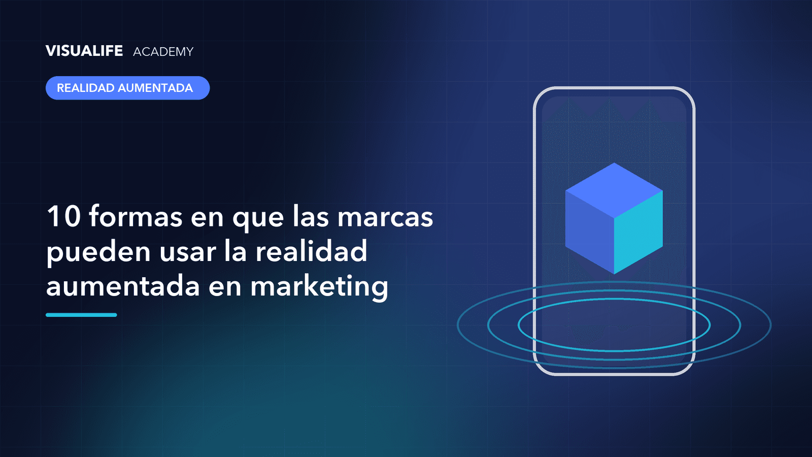 Móvil mostrando contenido de realidad aumentada sobre un producto, con iconos de campaña de marketing alrededor