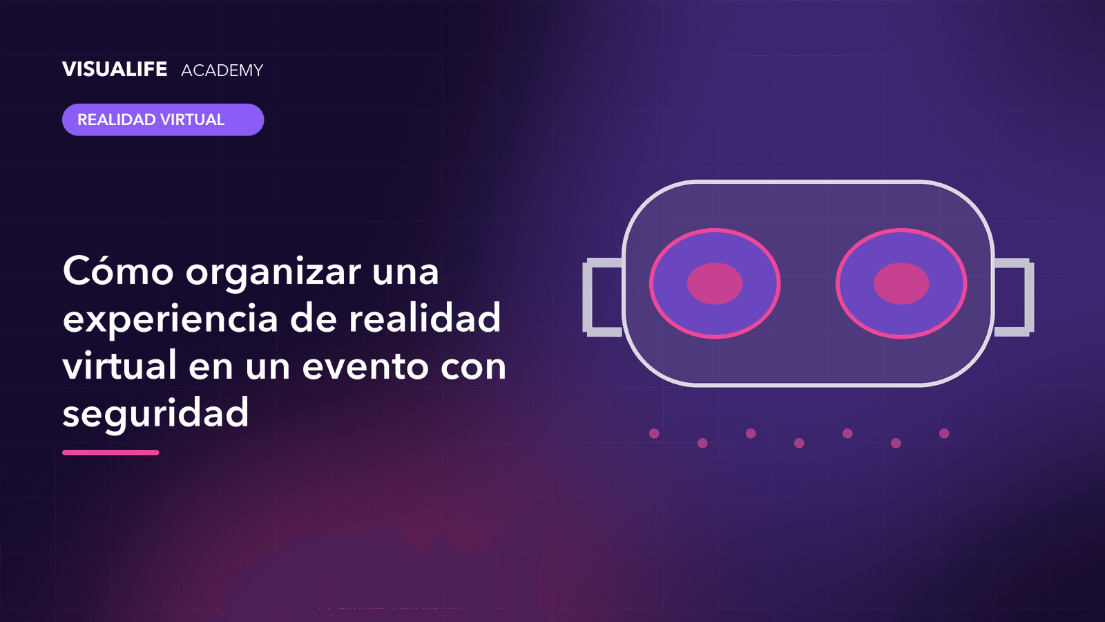 Zona de realidad virtual en un evento con espacio delimitado, personal de apoyo y usuario con gafas