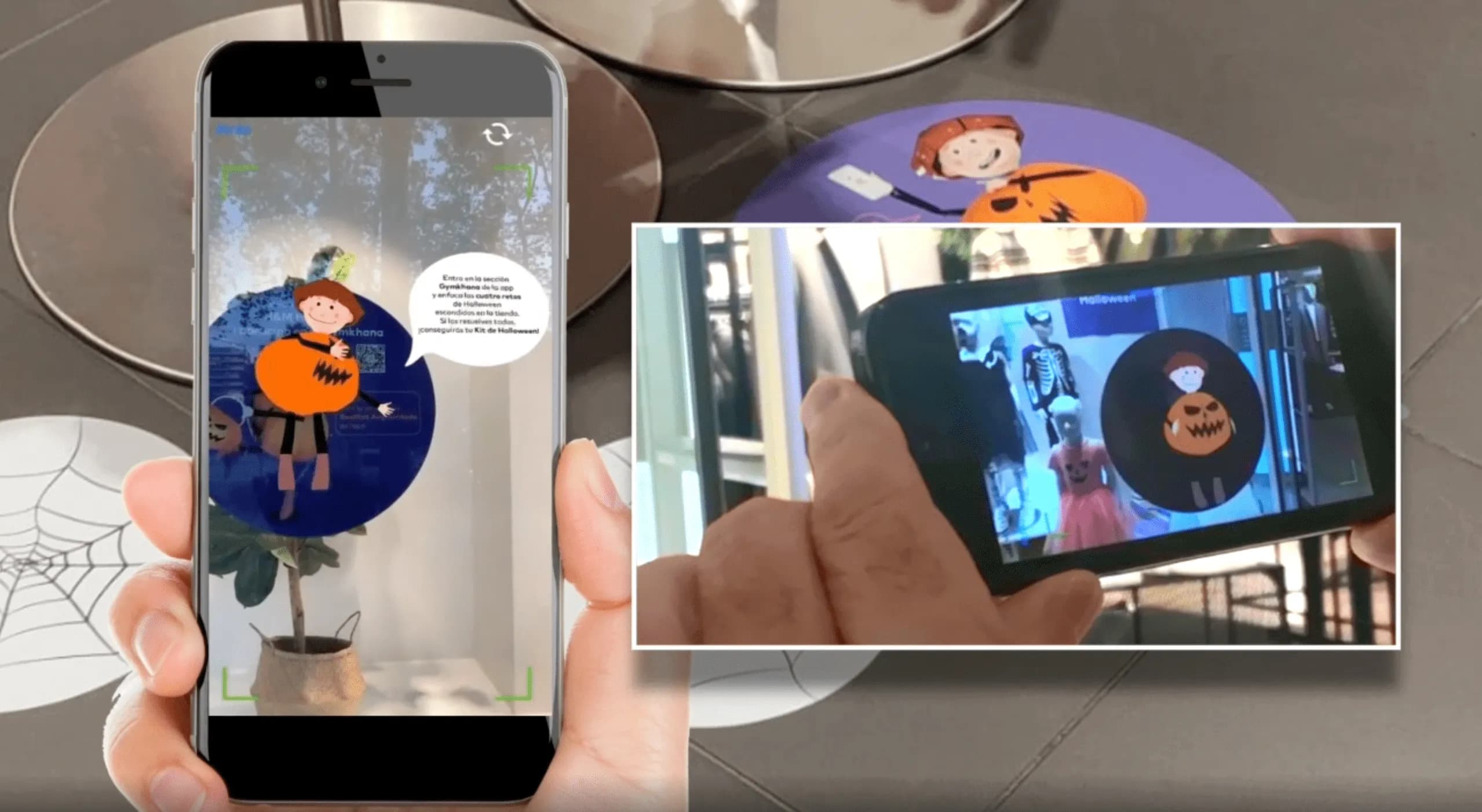 Halloween AR experience viewed on a phone inside H&M