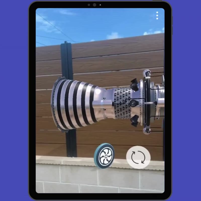 Modelo 3D de una turbina en una tableta